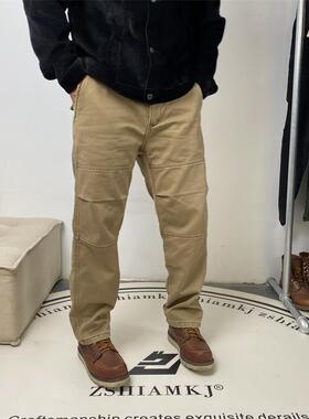 新款加绒加厚男士直筒裤松紧腰抽绳宽松简约休闲裤保暖裤子男5039