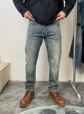水洗牛仔裤男士修身显瘦休闲裤直筒小脚裤四季复古做旧牛仔裤 228