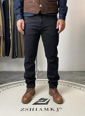 新款美式直筒黑色牛仔裤男士修身显瘦裤子复古水洗牛仔裤长裤5128