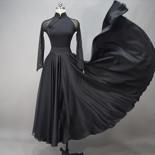 古典舞服装演出服女现代舞蒙族黑色艺考舞蹈服民族大裙摆飘逸裙子