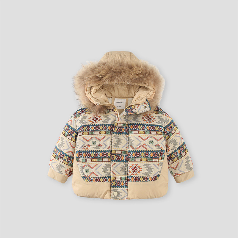 2025新款男童羽绒服外套大毛领保暖连帽上衣中小童冬季加厚3岁5岁