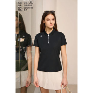 2026 动恒夏季款女薄款翻领锦纶弹力速干运动休闲短袖T恤DZY2656B