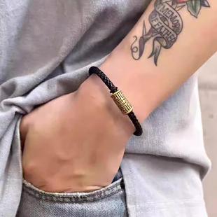 黄金包银手饰品手链黄金色饕餮黑金图腾转运珠男生手串手绳酷礼物