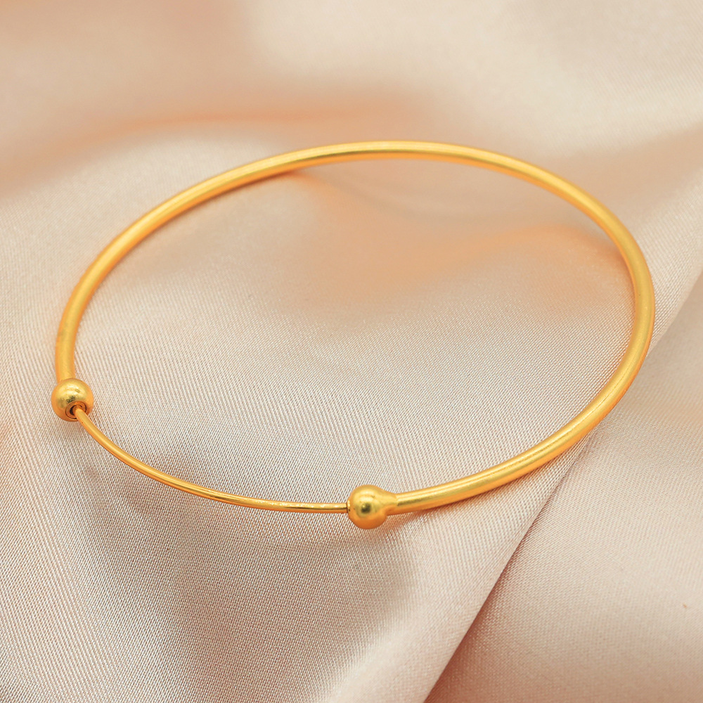 S925纯银镀黄金色细手镯女小众设计感单圈弹力针式手环可随意搭配