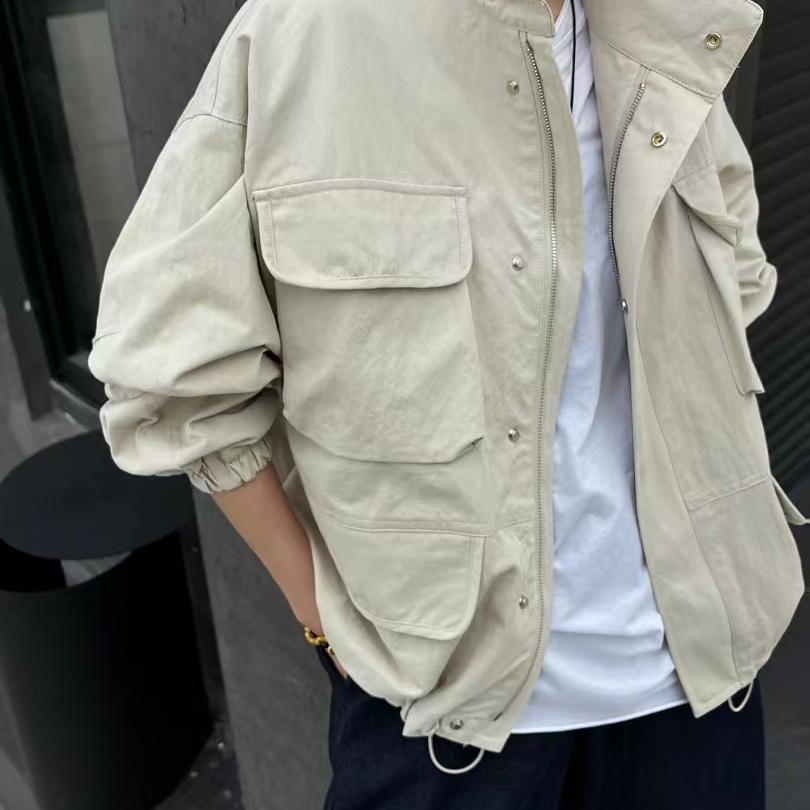 欧货2025春装新款宽松休闲立领夹克外套女时尚百搭韩范长袖风衣女