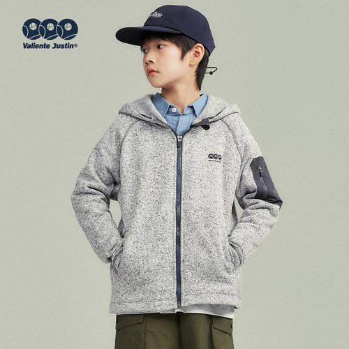 JUSTIN童装儿童中间层加绒连帽衫