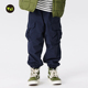 儿童冬装 加绒速干运动束脚裤 男童日系休闲口袋工装 JUSTIN童装 长裤