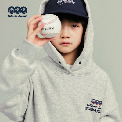 JUSTIN男孩加绒保暖连帽套头卫衣