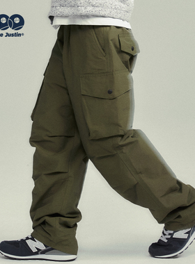 JUSTIN童装男童冬季加绒加厚防风保暖工装裤儿童男孩双层休闲裤子