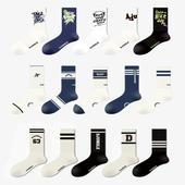 运动袜子女潮春秋新款 美式 潮流学院风条纹百搭情侣嘻哈篮球中筒袜