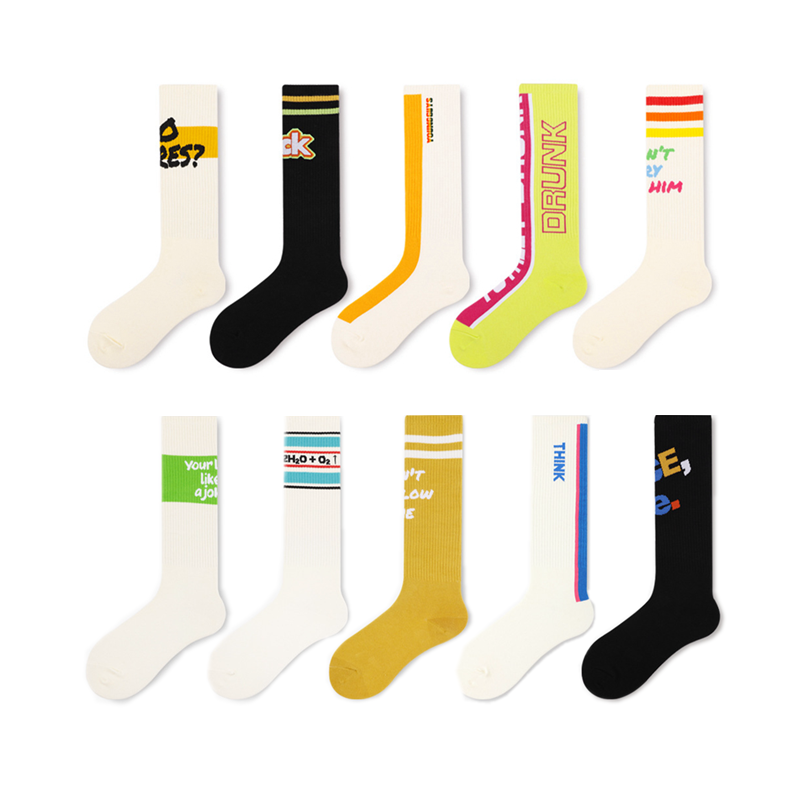 彩色条纹街头高筒jk网红长筒袜子