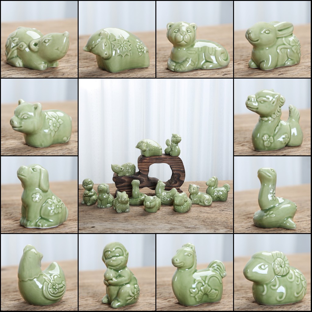 龙蛇十二生肖全套可爱风桌面摆件