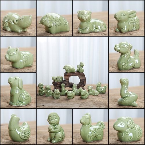 龙蛇十二生肖全套可爱风桌面摆件