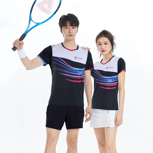 羽毛球服短袖套装女上衣运动速干透气气排比赛团购大码定制男T恤