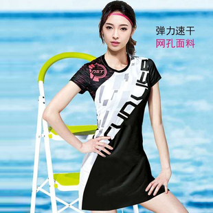 网球乒乓韩国 速干运动T恤修身 定制女大码 羽毛球服短袖 连衣裙套装