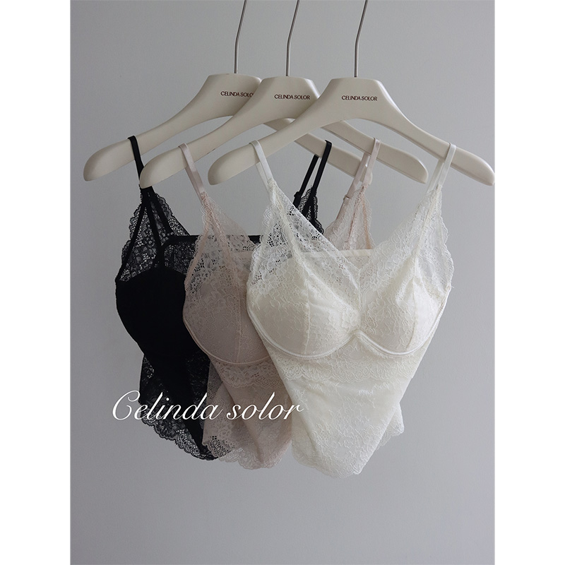 娇阳  贵妇级美物！  显胸型好看 L*P进口蕾丝无钢圈胸垫吊带背心