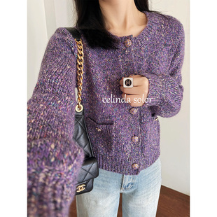 香奶奶特纺点子纱羊毛混纺厚粗棒针织外套 温柔富贵花 娇阳 绝美