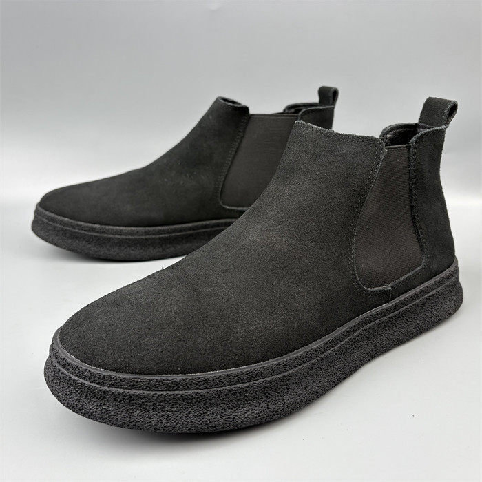 撤柜捡漏鞋英伦风切尔西靴男春季黑色翻毛皮面一脚蹬软底男士短靴