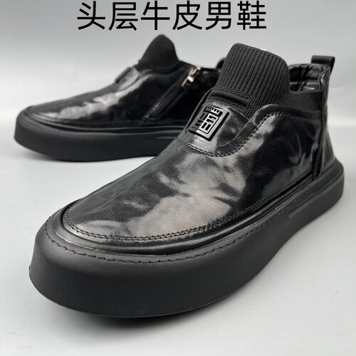 头层牛皮男士切尔西靴冬季加绒