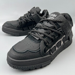 真皮潮鞋 小众设计黑武士厚底面包鞋 休闲鞋 捡漏撤柜处理滑板鞋 男鞋