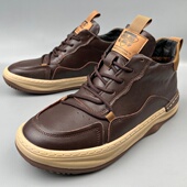 耐磨真皮上线棉鞋 品牌尾货捡漏头层牛皮高帮板鞋 男加绒保暖休闲鞋