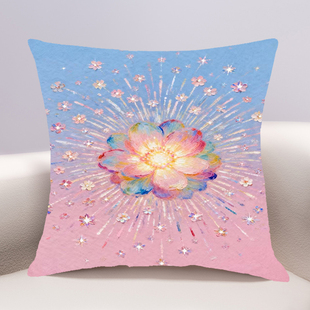 花绽星芒十字绣抱枕2026年新款客厅沙发儿童卧室靠枕小件手工满绣
