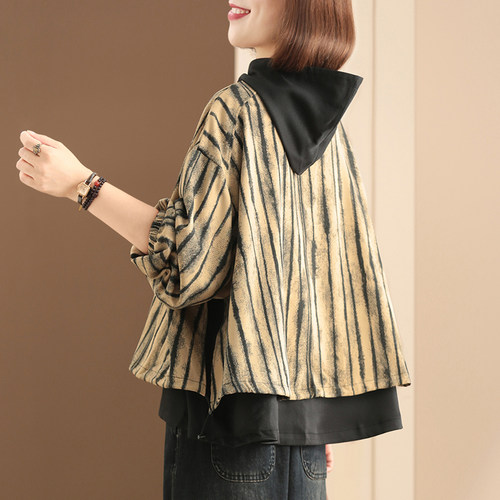 春秋韩版大码遮肉假两件外套女