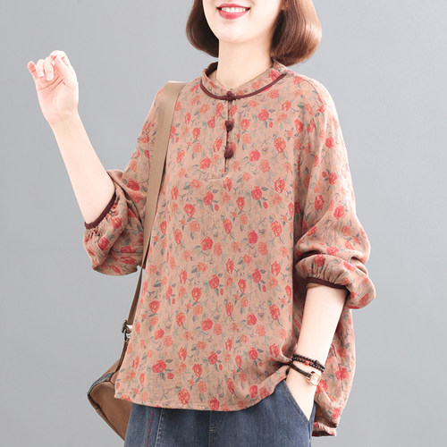 孔雀飞飞2026春秋大码遮肉衬衫