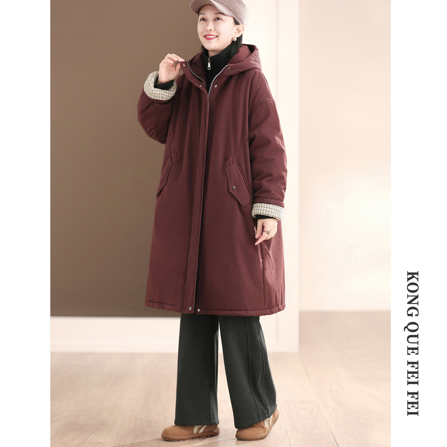 孔雀飞飞 版型爆赞 2025冬装新款韩版大码遮肉复古女休闲保暖棉衣,女装/女士精品,棉衣/棉服,淘宝优惠券,粉丝福利购,淘宝优惠卷