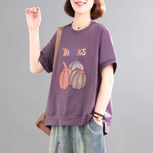 夏季大码遮肉印花短袖T恤