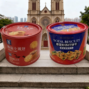 KJ海盐小圆饼干奇亚籽螺旋藻青葱苏打饼1 箱 12罐