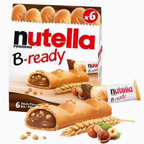 费列罗能多益nutella巧克力棒手指饼干纽缇乐榛子酱132g*16盒/箱
