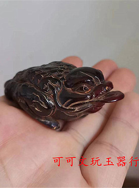 正品牦牛角雕刻金蝉饰品摆件牛角雕件金蟾手把玩件吊坠文玩收藏品