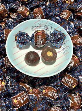 进口法国新品瑞士莲Lindt圆形榛子夹心巧克力黑巧