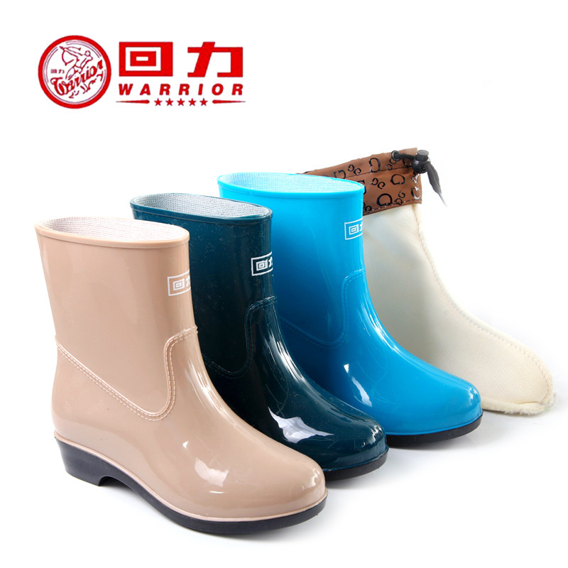 时尚雨鞋加绒保暖水鞋成人防滑短筒胶鞋防水鞋中筒雨靴女水靴外穿