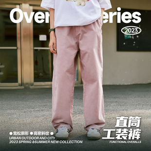 街头宽松雾粉长裤 男女 裤 NOMORE日系潮牌宽松vintage直筒复古工装