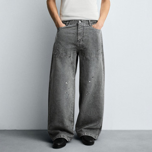 复古做旧纯棉工装 NOMORE男装 欧美泼墨洗水伐木裤 25新品 宽松休闲裤