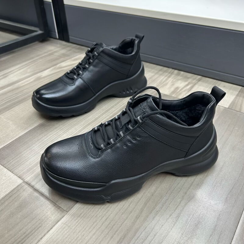 牛皮休闲皮鞋加绒保暖棉鞋健步鞋