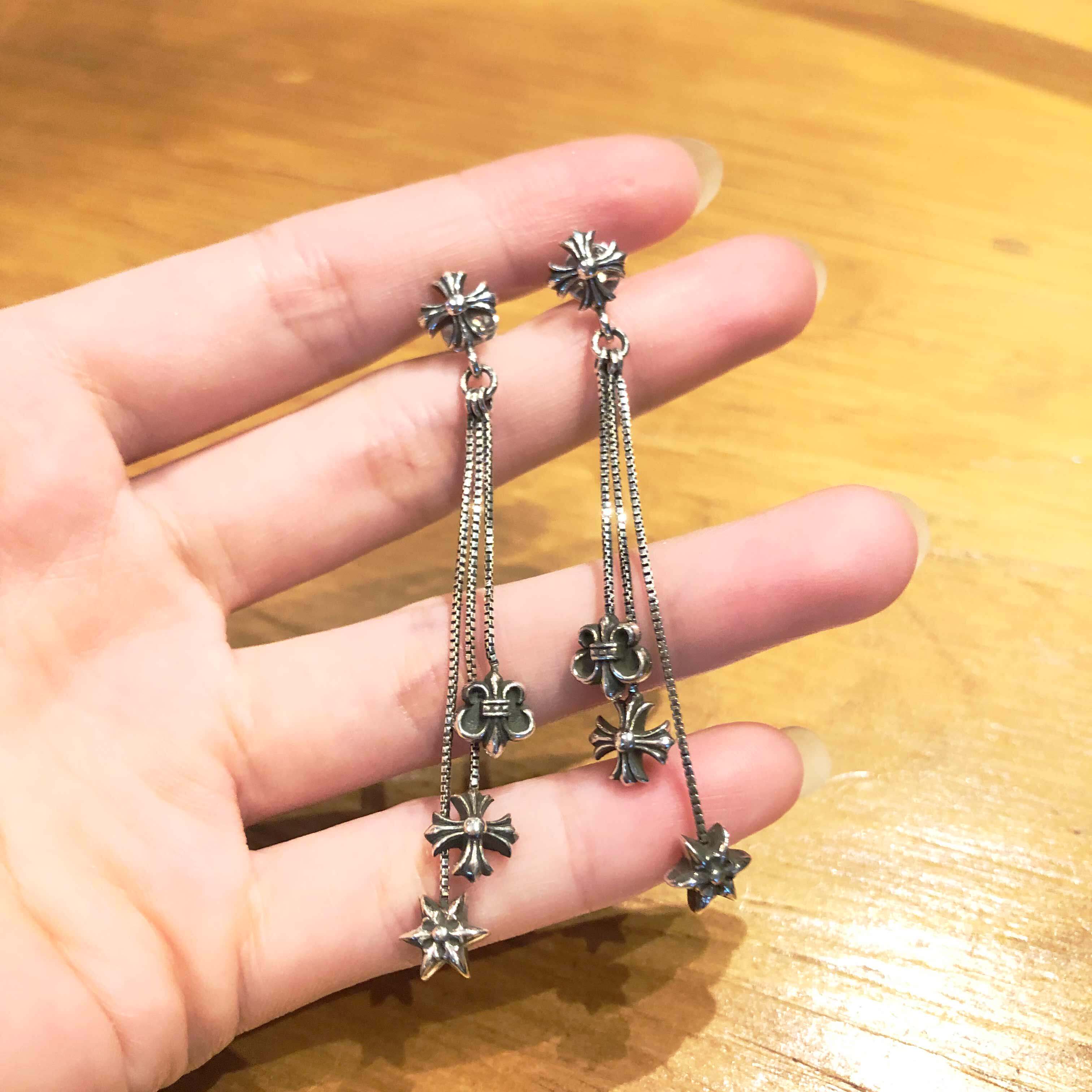 十字架耳钉女长链925纯银欧美复古耳坠男潮小众个性设计防过敏