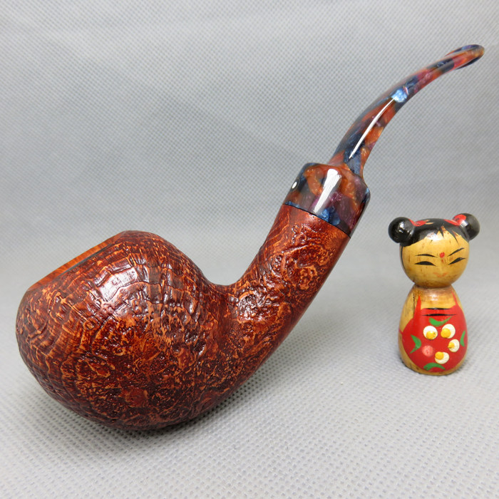 德国VAUEN华云喷砂石楠木烟斗9mm滤芯过滤老式男士 HARLEKIN 513