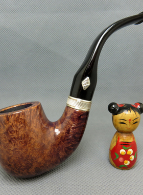 意大利brebbia布雷比亚石楠木3mm光面烟斗MPB复古纯银圈noce 6006