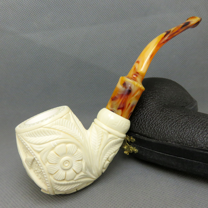 土耳其进口Hilmi cay大号海泡石烟斗原石斗师YUSUF手工雕刻花篮 6