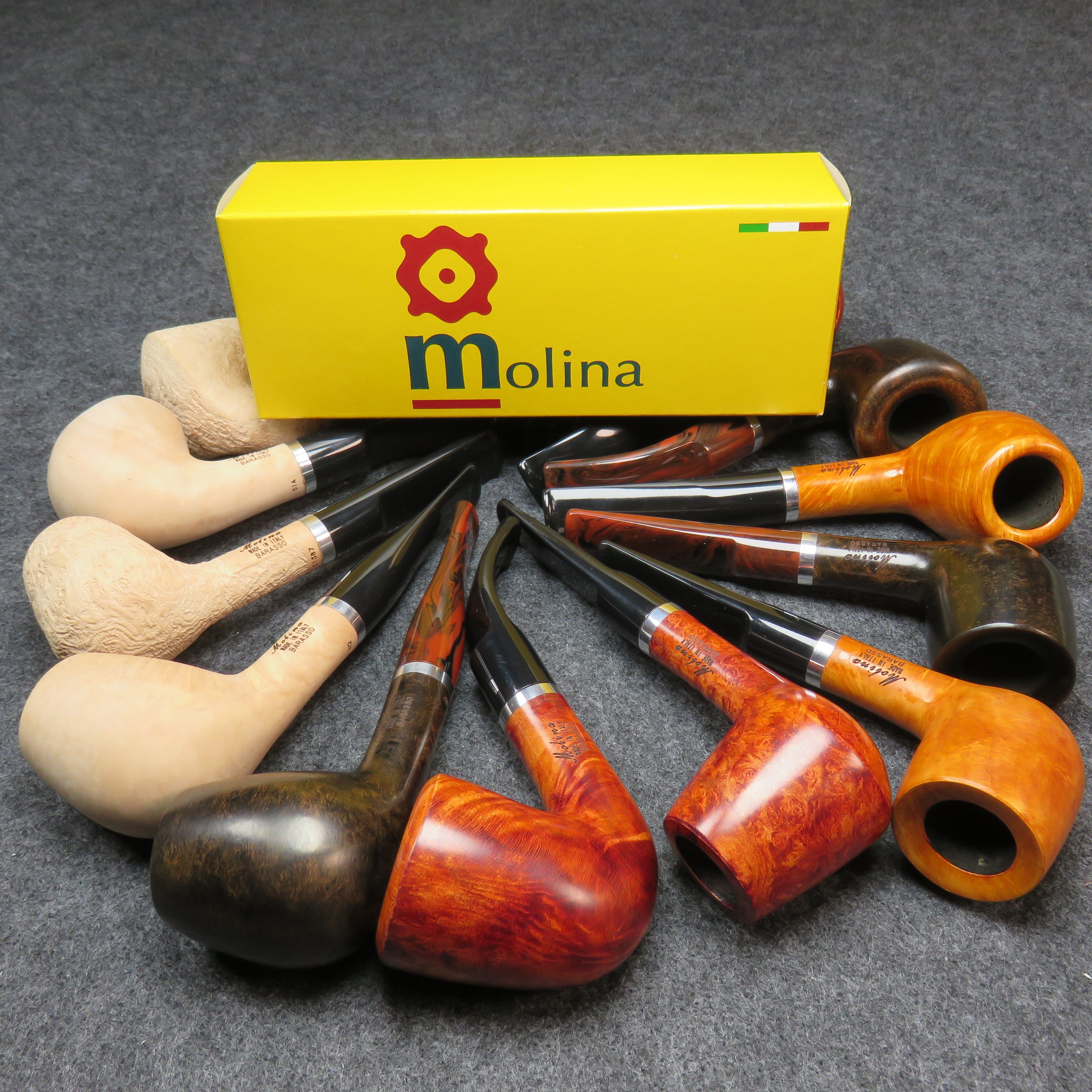 意大利Molina莫利纳 3mm石楠木烟斗光面Barasso系列弯式直式合集