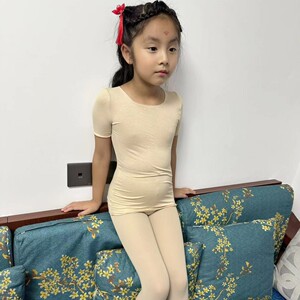 莫代尔棉儿童隐形打底衫肉色舞蹈上衣紧身肤色舞蹈衣男女练功演出