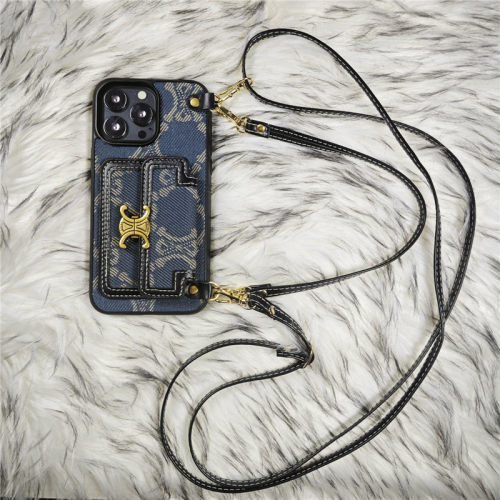 新款适用苹果17/16promax手机壳潮牌iphone15pro保护套斜跨背带挂绳14防摔高端13奢华欧美气质12女神小众布艺