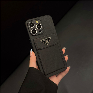新款 16promax手机壳潮牌iphone17pro保护套皮质14全包防摔13高级感12复古air可插卡x包奢华小众8p 适用苹果15
