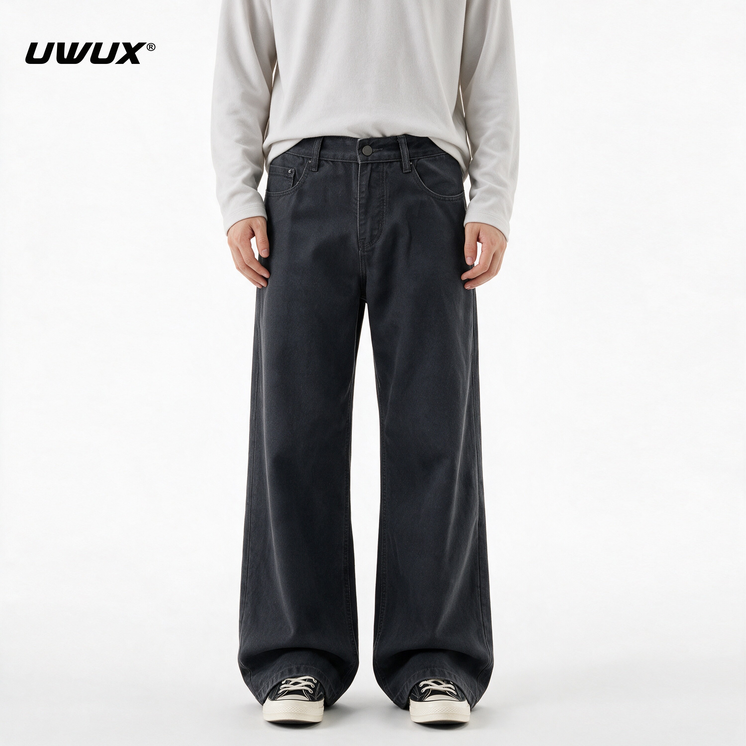 UWUX莱赛尔天丝复古阔腿休闲裤