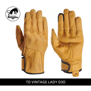 Furygan TD 城市复古黄手套 软皮透气触屏女款 摩托车机车手套