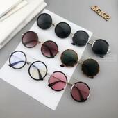 吴昕倪妮同款 太阳镜男女 欧美圆框拼接双梁墨镜复古潮显瘦圆脸个性