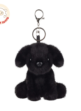 Apricot Lamb黑色拉布拉多钥匙扣书包挂件可爱玩偶毛绒包包挂饰